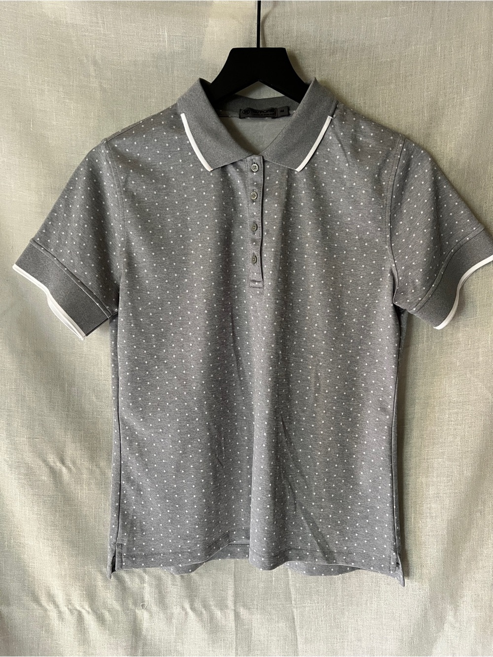G/FORE Women’s Gray Micro Dot Golf Polo Shirt White Trim Size M